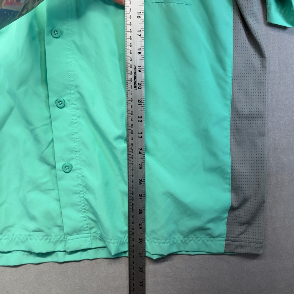 Bimini Bay Fishing Shirt Mens XL Mint Green Bangladesh Poly Mesh Utility Pockets - Picture 10 of 11